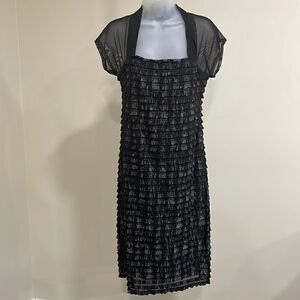 NWOT R&M Richards black and grey sheer layered dress. Size 8 M medium